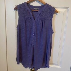 Daisy Fuentes Purple Sleeveless Button-Down Blouse